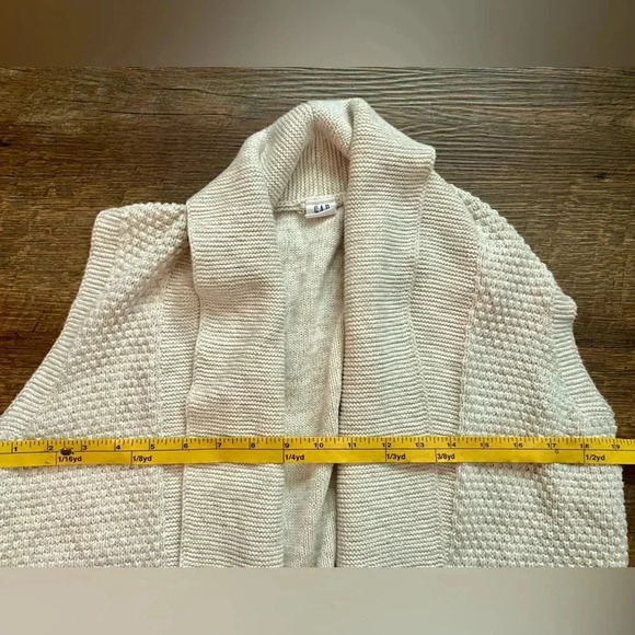 GAP open cardigan sweater shawl collar textured cream ivory cotton women’s sz M - Picture 12 of 15
